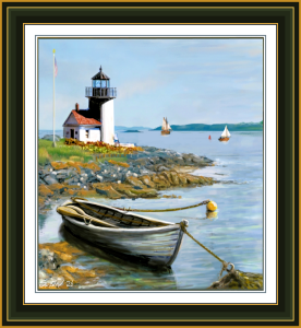 lighthouse and rowboat 2af 16x20